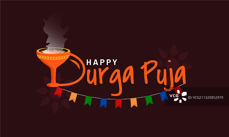 印度杜尔加 पूजा节文字排版图片素材