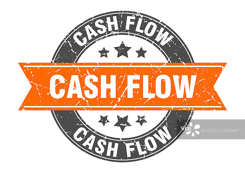 带缎带标签的现金流圆形印章图片素材