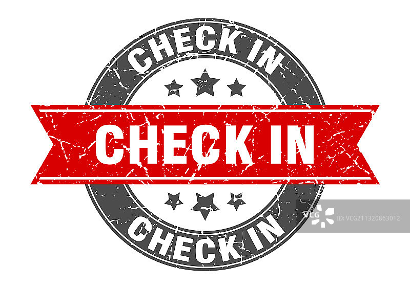 带丝带标签的圆形办理登机手续印章图片素材