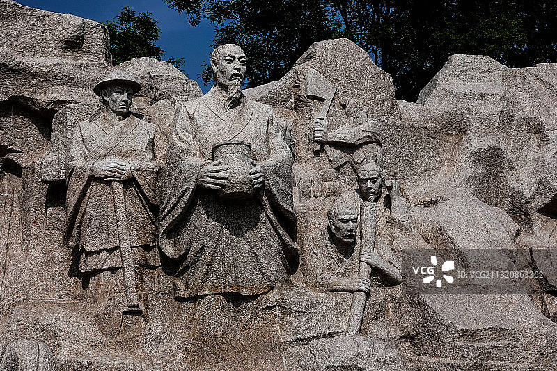 陕西韩城司马迁史记人物雕塑群。图片素材