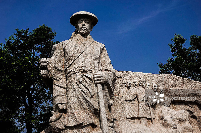 陕西韩城司马迁史记人物雕塑群。图片素材