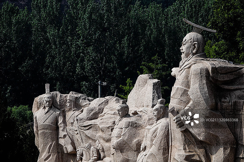 陕西韩城司马迁史记人物雕塑群。图片素材