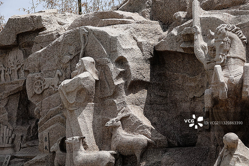 陕西韩城司马迁史记人物雕塑群。图片素材