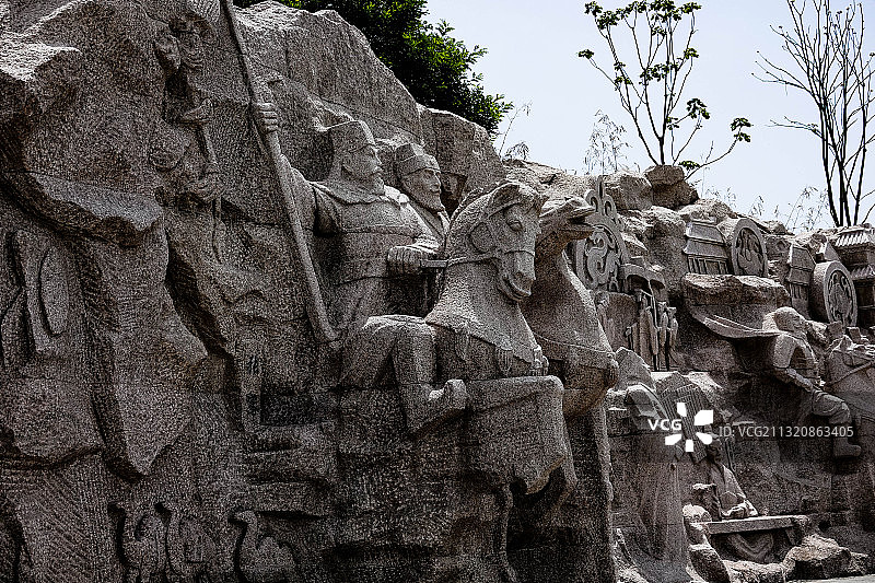 陕西韩城司马迁史记人物雕塑群。图片素材