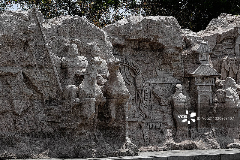 陕西韩城司马迁史记人物雕塑群。图片素材