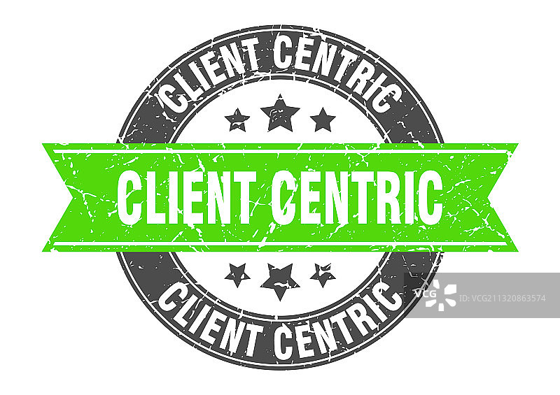 以客户为中心的圆形印章与缎带标签图片素材