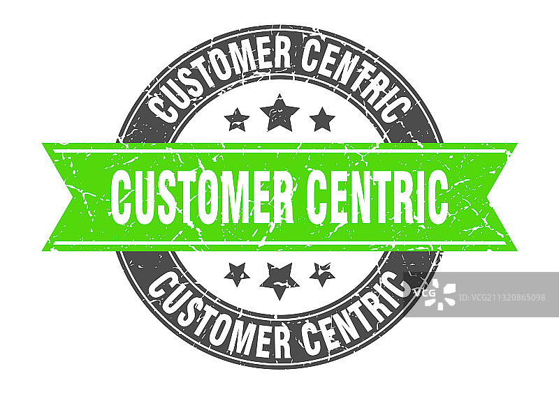 以客户为中心的圆形印章与丝带标签图片素材