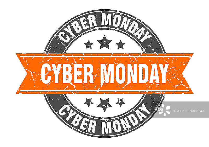 带丝带标签的网络星期一圆形印章图片素材