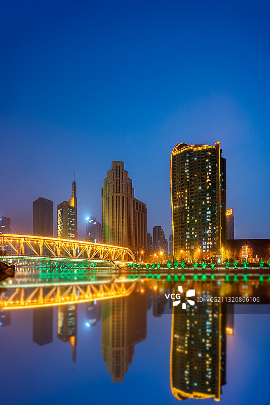 天津市海河风景线夜景全景图图片素材