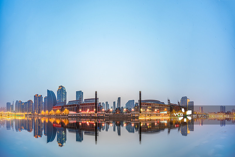 天津市海河风景线古文化街风景区夜景全景图图片素材