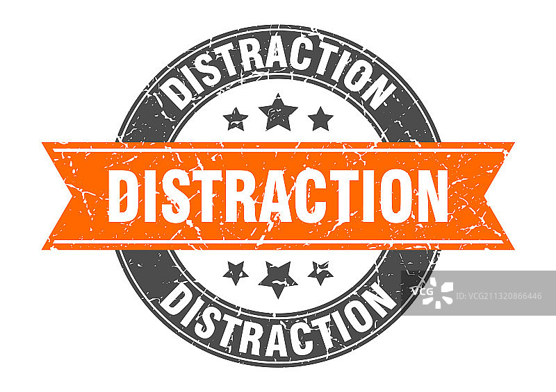 带丝带标签标志的分心圆形印章图片素材