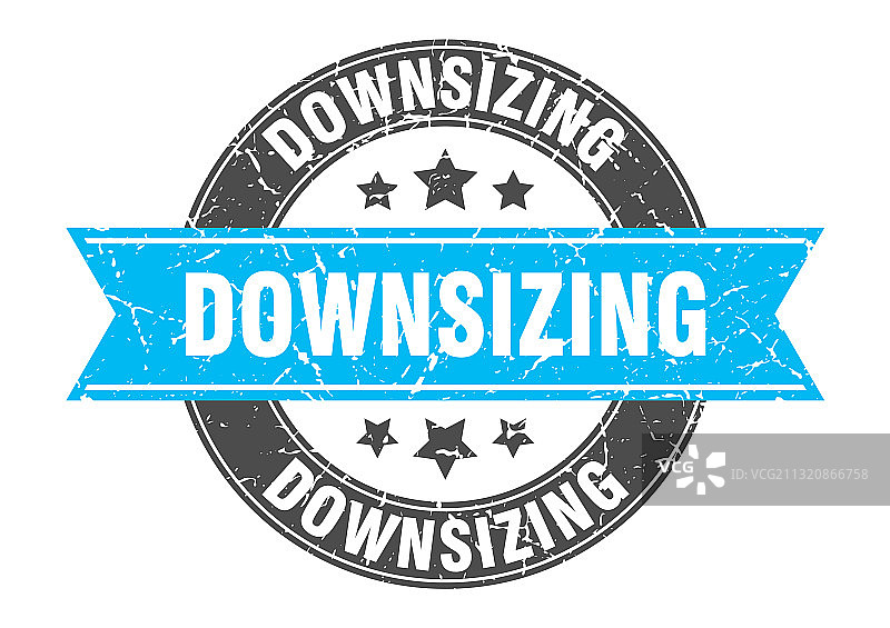 带缎带标签标志的裁员圆形印章图片素材