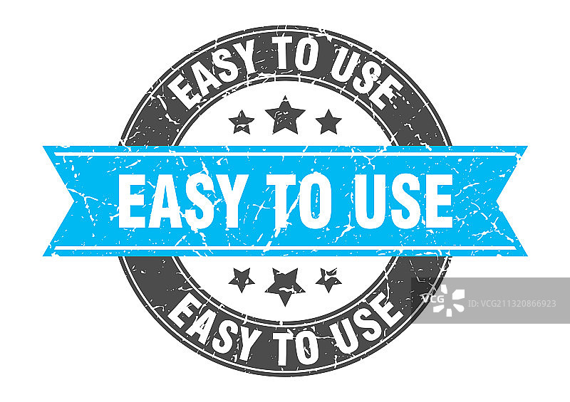 带缎带标签标志的易用圆形印章图片素材