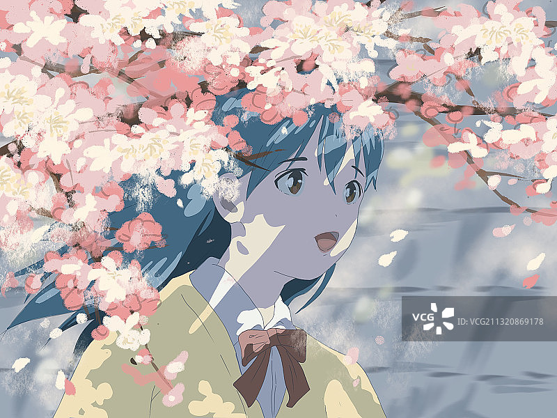 樱花少女图片素材