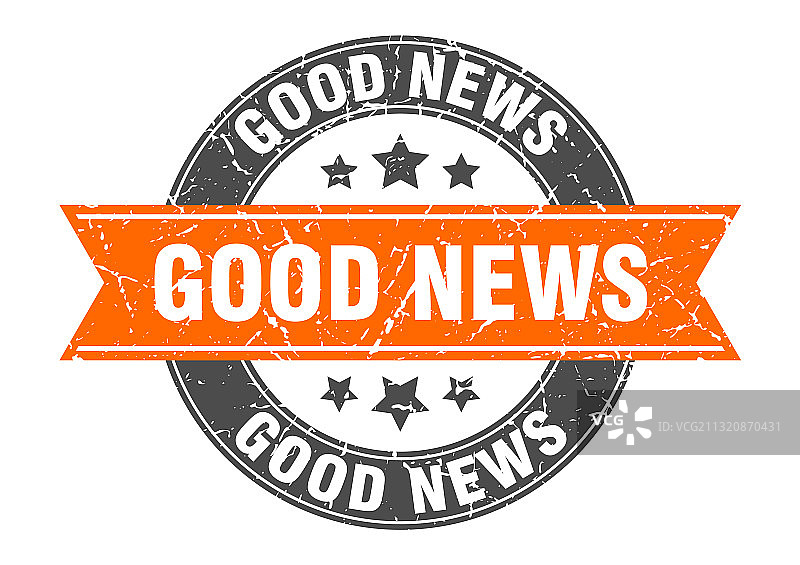 带丝带标签的好消息圆形印章图片素材