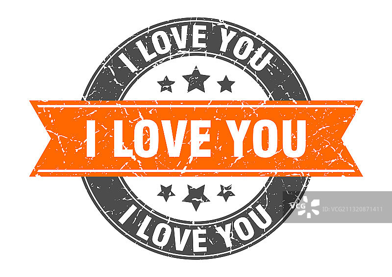 带绸带标签的我爱你圆形印章图片素材