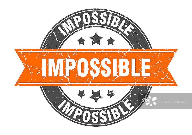 不可能圆形缎带标签印章图片素材