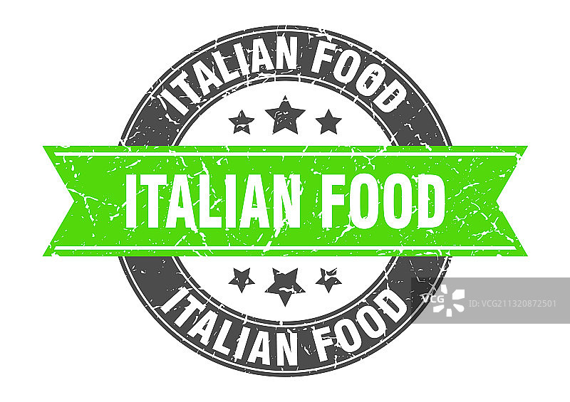 带缎带标签的意大利美食圆形印章图片素材