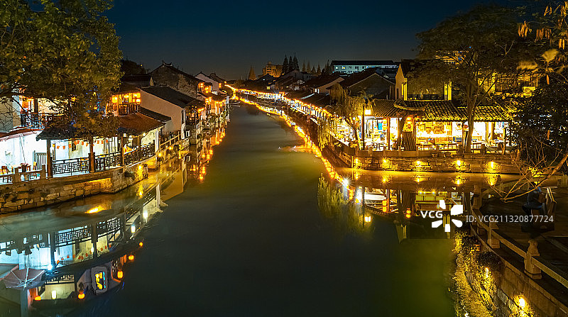 上海金山枫泾古镇夜景图片素材