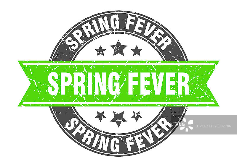 春季狂热圆形印章与丝带标签图片素材