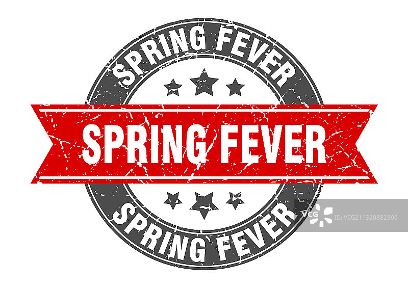 春季狂热圆形印章与丝带标签图片素材