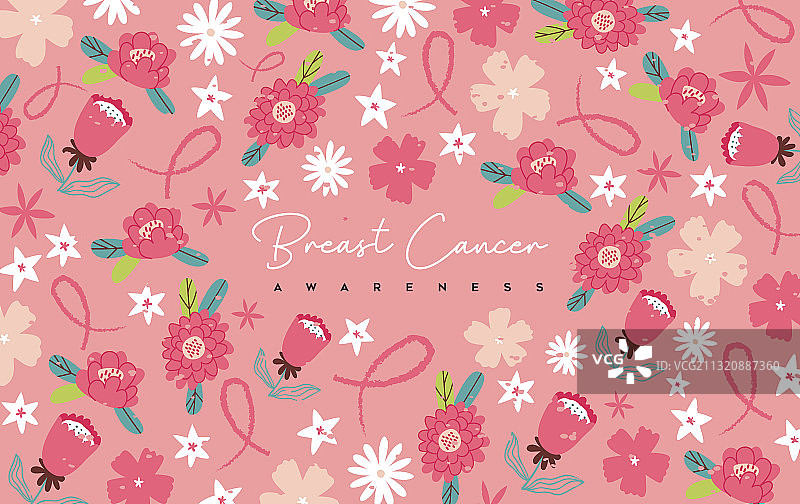 乳腺癌防治月粉色花朵背景卡片图片素材