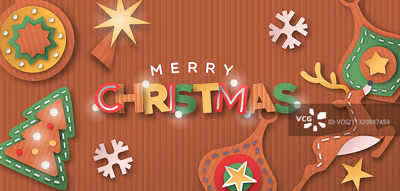 圣诞装饰纸板工艺banner图片素材