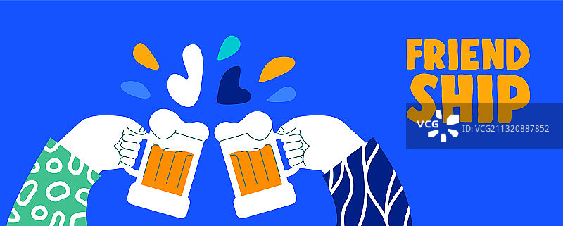 朋友畅饮啤酒友谊日banner图片素材
