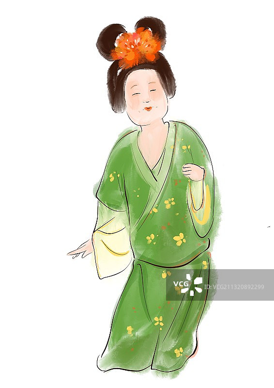 中国风唐朝汉服仕女唐宫夜宴插画元素图片素材