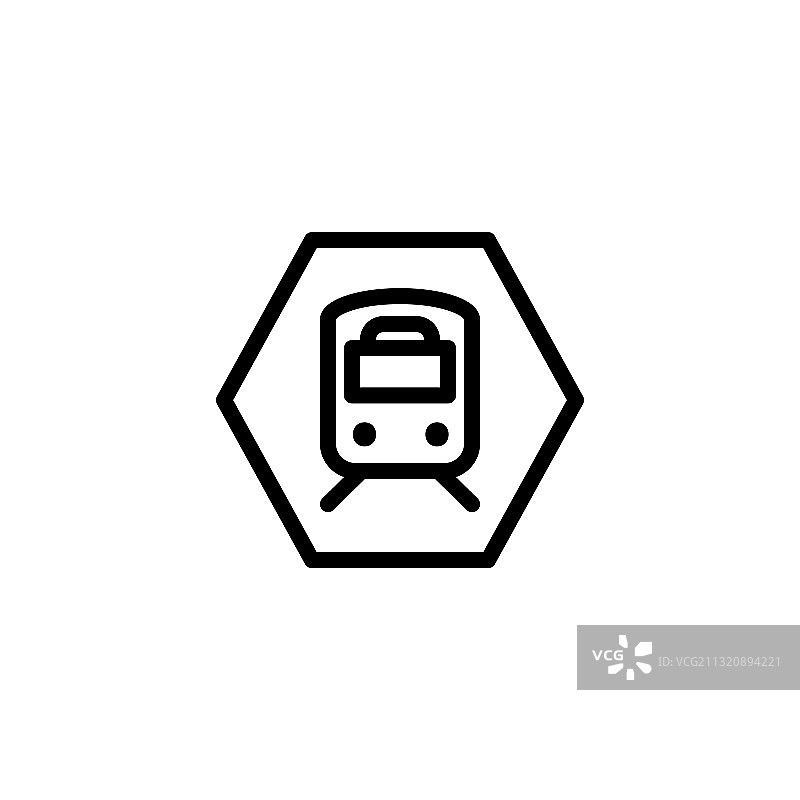 六边形火车标志图标简约轮廓线图片素材