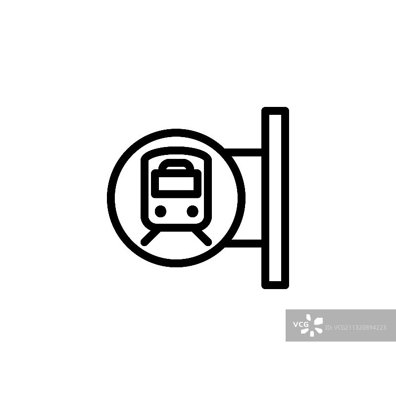 悬挂的火车站牌图标（简约轮廓线）图片素材