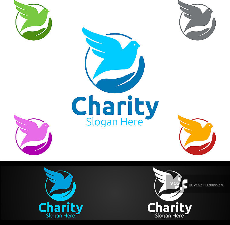 鸽子伸出援手慈善基金会创意图片素材