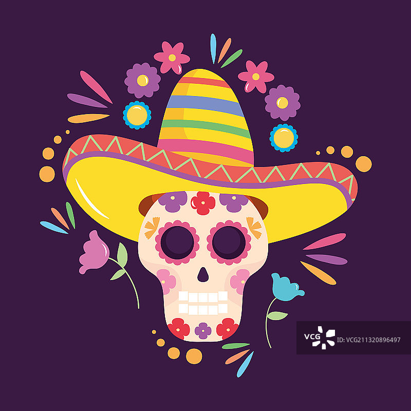 墨西哥独立日设计与糖骷髅图片素材