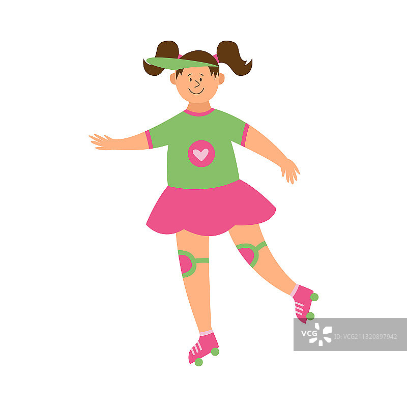 踩着溜冰鞋的卡通小女孩图片素材