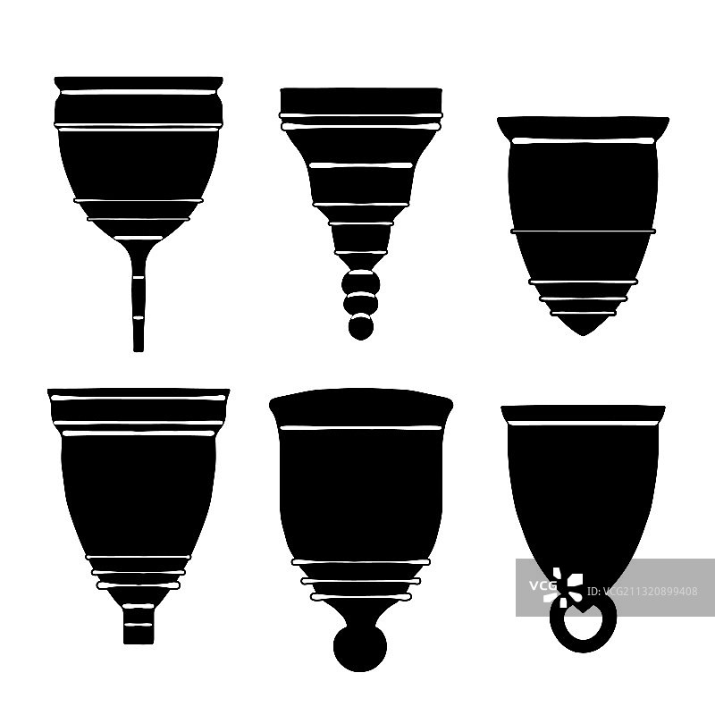 黑色剪影月经杯套装图片素材