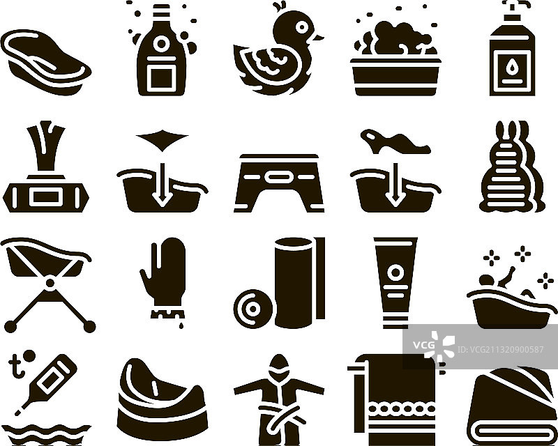 沐浴线条字形合集图片素材