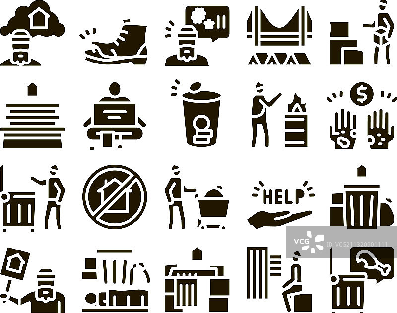 无家可归的乞丐人物标志集图片素材