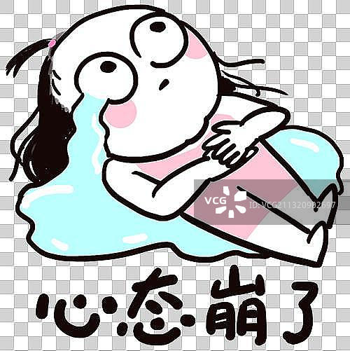 脱发美少女表情包：心态崩了图片素材
