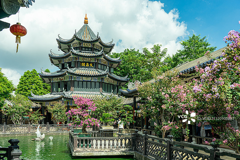 中国广州番禺余荫山房文昌阁古典园林建筑图片素材