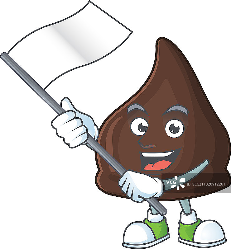 举着白旗的可爱卡通巧克力甜筒图片素材