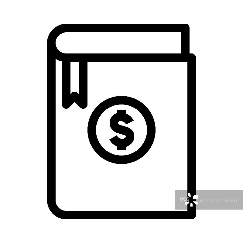 带美元符号的金融书籍线性图标图片素材