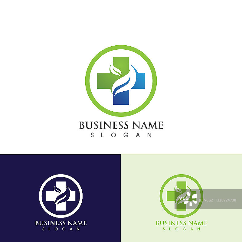 绿色健康医院标志符号模板图片素材