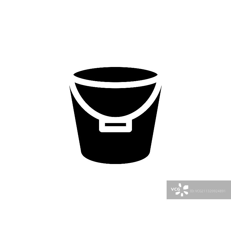 纯黑色扁平风格的水桶图标图片素材