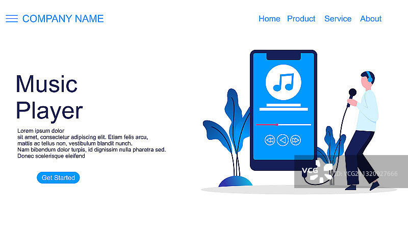 网站音乐播放器应用概念图片素材
