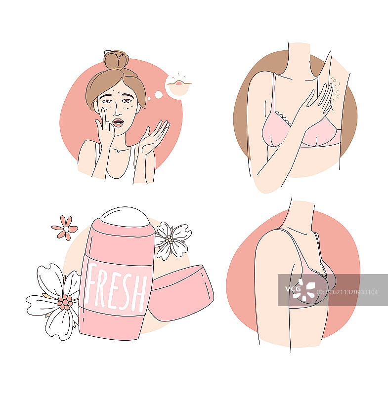 面部粉刺，腋下和胸部的毛发图片素材