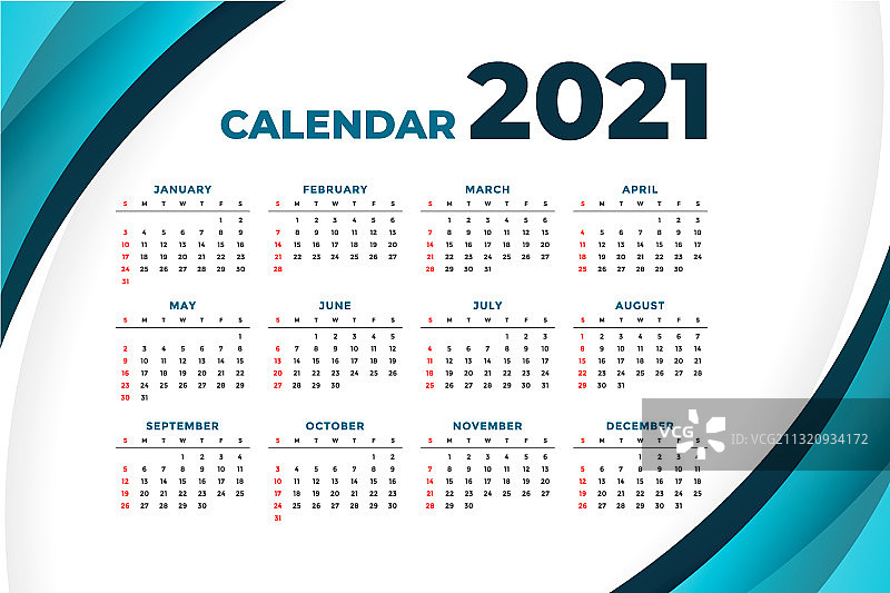 2021现代曲线日历设计图片素材