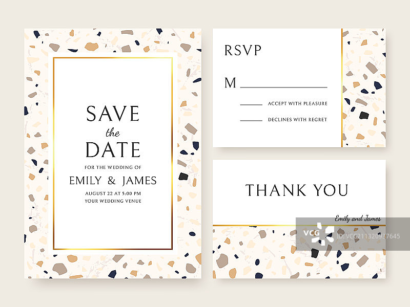 水磨石婚礼请柬抽象设计图片素材