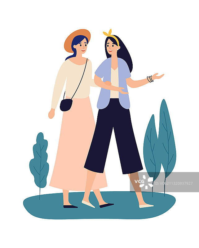 女性朋友一起散步图片素材