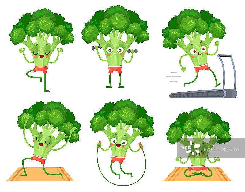 卡通西兰花健身蔬菜角色图片素材