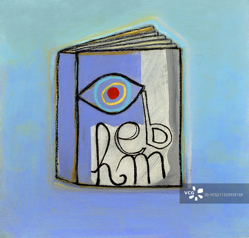 带有插图封面的打开的书图片素材